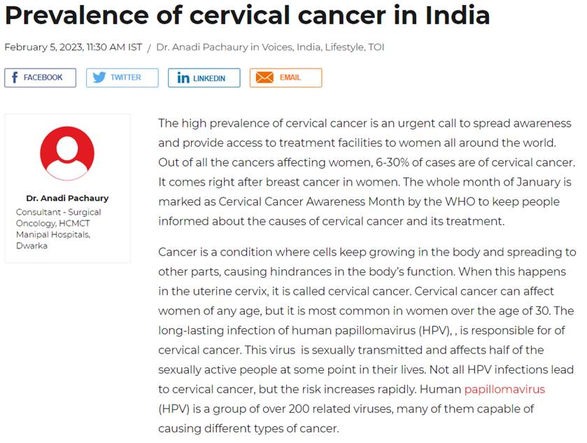 Dr. Anadi Pachaury on The Times of India