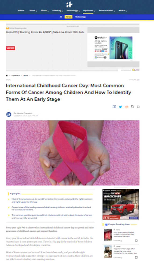 Dr. Harsha Prasada L on India Times 