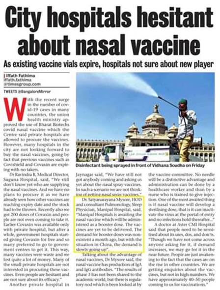 Dr. Satyanarayana Mysore in Bangalore Mirror