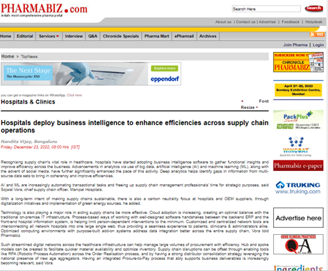 Mr Sojwal Vora in Pharmabiz